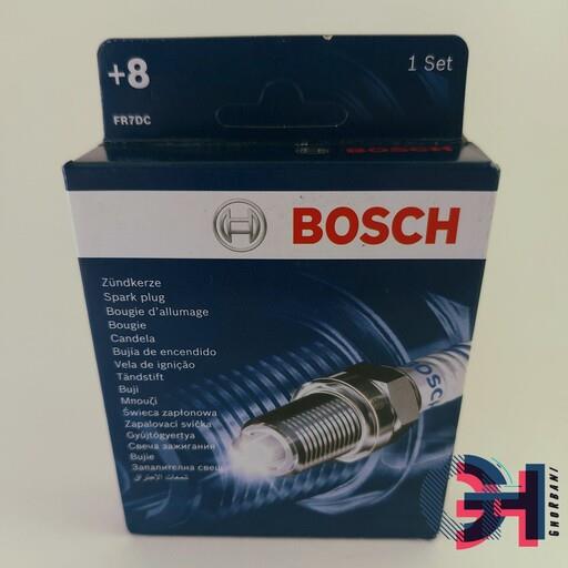 یک ست 4 عددی شمع بوش تک پلاتین پایه کوتاه FR7DC آلمان مثبت 8 BOSCH شمع خودرو